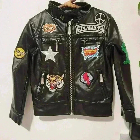 Lola & the Boys Patchwork‎ Vegan Leather Boys Jacket 2T - Picture 1 of 7